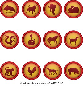 A vector illustration of chinese zodiac signs