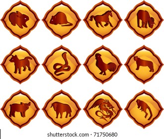 A vector illustration of chinese zodiac signs