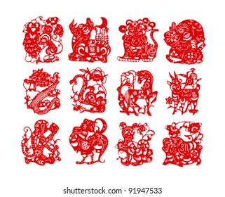 Vector illustration of Chinese zodiac signs