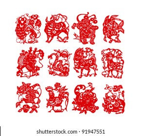 Vector illustration of Chinese zodiac signs