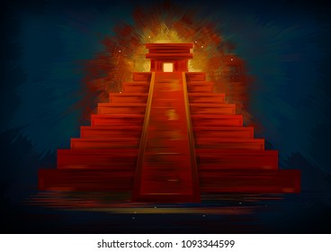 vector illustration of Chinhen Itza world famous historical monument of Mayan ruins on Mexico's Yucatan Peninsula