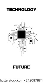 Vector illustration. Chip poster. The basis of power in the technologies of the future. A minimalistic design for the background of your projects.