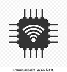 Vector illustration of chip signal icon in dark color and transparent background(png).