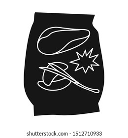 Vector illustration of chip and slice sign. Graphic of chip and bag vector icon for stock.