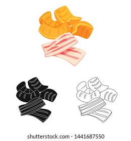 Vector illustration of chips and bacon sign. Collection of chips and flavor stock vector illustration.