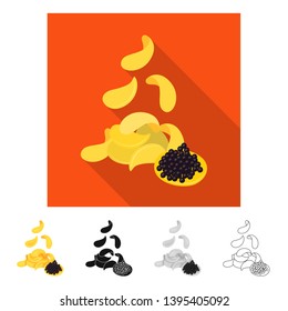 Vector illustration of chips and caviar  symbol. Collection of chips and culinary stock symbol for web.