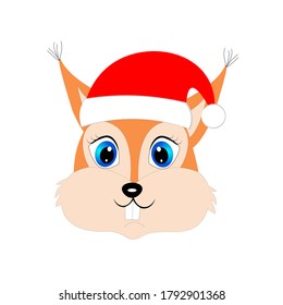 vector illustration of chirstmas animal in santa claus hat