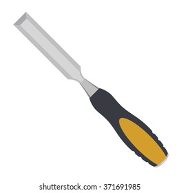 Vector illustration chisel with yellow handle. Chisel icon. Hand tool