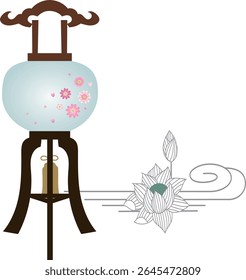 Vector illustration of chochin decorated for Obon