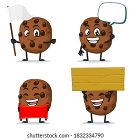 vector illustration of chocochips mascot or character collection set with blank sign theme