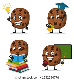 vector illustration of chocochips mascot or character collection set with education theme