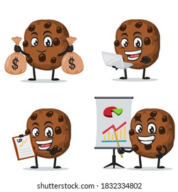 vector illustration of chocochips mascot or character collection set with business theme