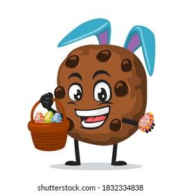 vector illustration of chocochips mascot or character wearing bunny hat