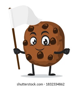 ilustración vectorial de mascota de cocochips o caracter sosteniendo banner blanco en blanco