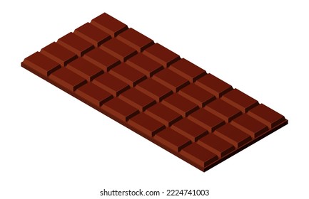 Vector illustration of chocolate bar isolated on white background. Milk  chocolate icon. Dessert.