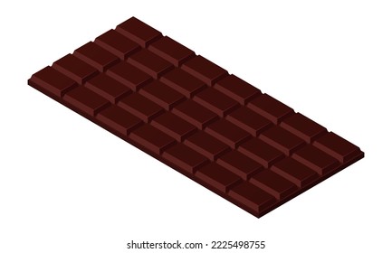 Vector illustration of chocolate bar isolated on white background. Dark chocolate icon. Dessert.