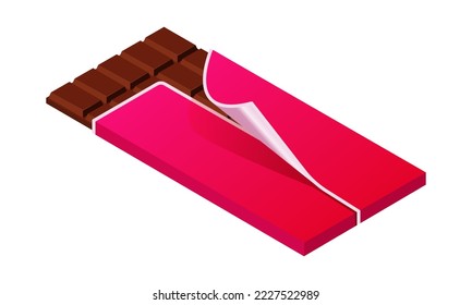 Vektorgrafik der Schokoladenleiste einzeln auf weißem Hintergrund. Milchschokoladensymbol. Nachtisch.