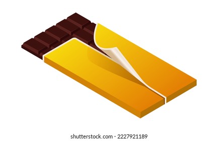 Vektorgrafik der Schokoladenleiste einzeln auf weißem Hintergrund. Dunkle Schokoladensymbol. Nachtisch.