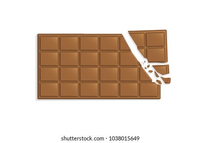 Vector illustration. A chocolate bar on a white background. Top view.