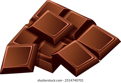 Vector illustration of chocolate bar pieces