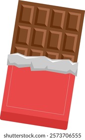 Vector Illustration of Chocolate Bar with Red Packaging