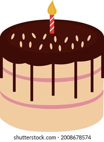 Vector illustration of chocolate birthday cake with fillings.