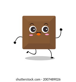 Vector illustration of chocolate character with various cute expression, smile, run, sweet choco isolated on white background, simple minimal style, adorable for mascot collection, valentine, love