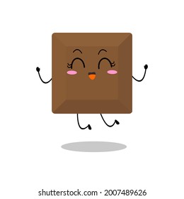 Vector illustration of chocolate character with various cute expression, happy jump, sweet choco isolated on white background, simple minimal style, adorable for mascot collection, valentine, dessert