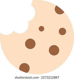 Ilustración vectorial de una galleta de chocolate. Pastelería y dulces. Buena comida. Galleta mordida.