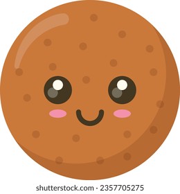 Ilustración vectorial de la galleta de chips de chocolate sonriendo con felicidad. comida kawaii.