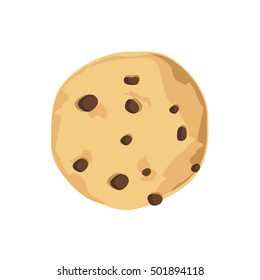 Vector Illustration Chocolate Chip Cookie. Freshly Baked Choco Cookie Icon