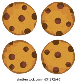 vector illustration of a chocolate chip cookie set.