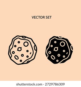 Vector illustration of chocolate chip cookies in black and beige on peach background cookie icons sweet treats baking design elements