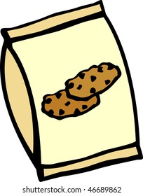 Vector Illustration Of A Chocolate Chip Cookies Bag
