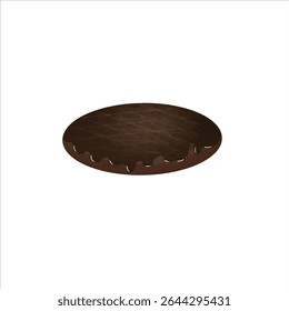 Vector illustration chocolate cookie with criss-cross decoration and cookie crumbs. Perfect for dessert menus, bakery designs, and chocolate day themes.