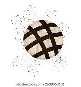 Vector illustration of chocolate cookies with criss-cross pattern and cookie crumbs, perfect for bakery or dessert-themed designs.