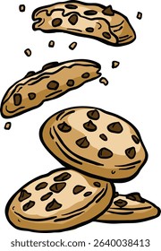 Vector illustration of chocolate cookies with topping colorful