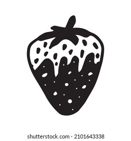 ilustración vectorial del doodle de fresa cubierto de chocolate
