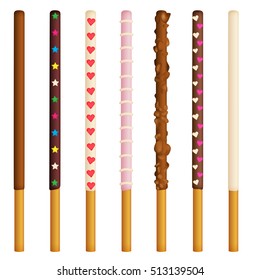 Vector Illustration Chocolate Dipped Cookie Sticks Stock Vector Royalty Free
