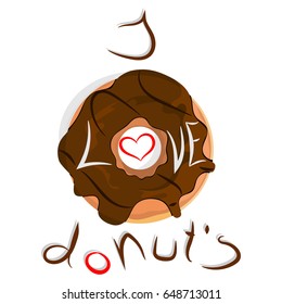 Vector illustration of chocolate donut with heart