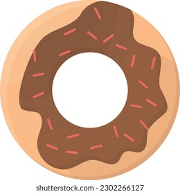 Vector illustration of a chocolate donut. Donut logo with chocolate glaze and sprinkles.