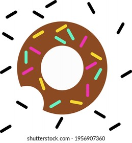 Vector illustration of chocolate donut on a white background 