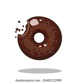 Vector illustration of chocolate donut seen from above isolated on white background