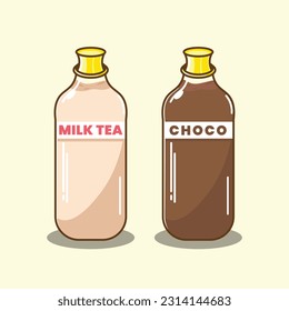 Vector illustration of chocolate drink and milktea drink. isolated layers that can be easy to used.