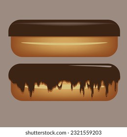 Vector illustration of Chocolate Eclair in two variants