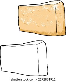 Ilustración vectorial del pastel de queso de color chocolate y oro. Perfecto para la práctica de colorear, dibujar, imprimir, papel pintado, imprimir, tarjetas, etc.