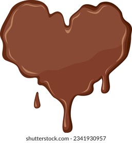 Vector illustration of chocolate in a heart shape with melting effect. Sweet concept background