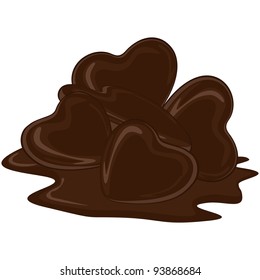 Vector illustration of Chocolate Hearts on white isolated background for Valentines Dy and other occasions.