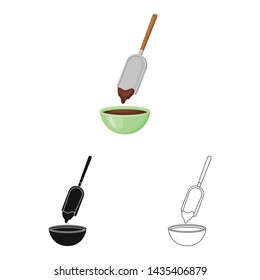 Vector illustration of chocolate and hot symbol. Collection of chocolate and spoon stock symbol for web.