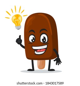 vector illustration of chocolate ice cream on stick mascot or character got idea